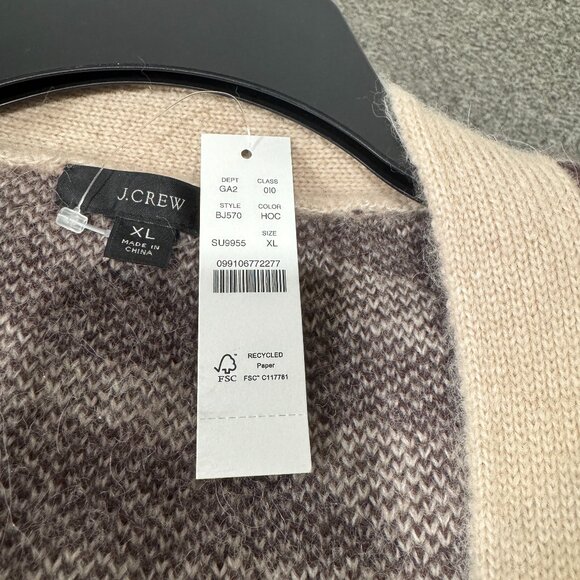 NWT J CREW Ribbed V-neck cardigan sweater in zebra stripe XL - Picture 2 of 3